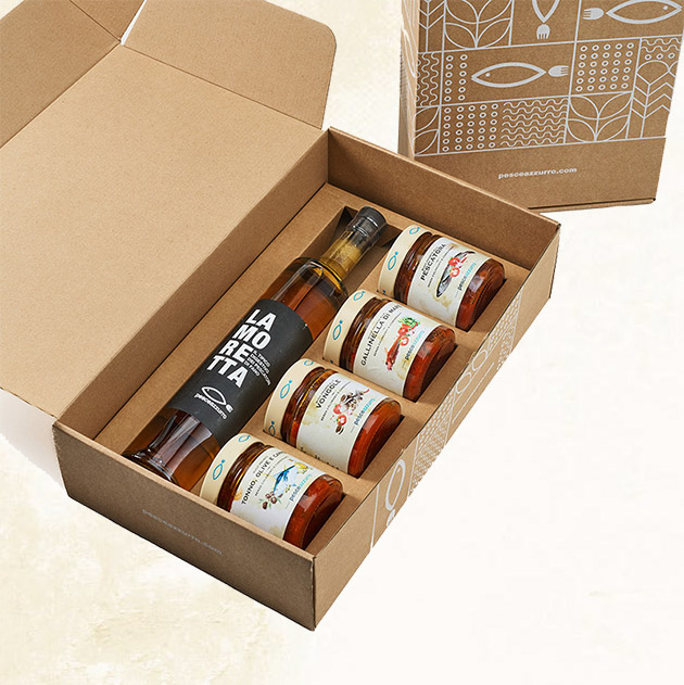 Box with 4 Fish Sauces + Bottle of Liqueur